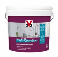 V33 White Renovation Водно-дисперсионная латексная краска, для стен и потолков в помещений с умеренной влажностью, глубокоматовая A,C (0,9л)